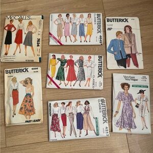 Lot 7 Vintage Sewing Patterns Butterick McCall’s Women Dress Skirt Jacket